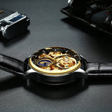 Pirogue Leather Automatic Moonphase Gold/Black Trim