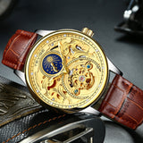 Pirogue Leather Automatic Moonphase Gold Trim
