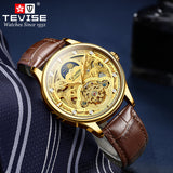 Pirogue II Leather Automatic Moonphase Silver/Gold/Gold Trim