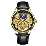 Pirogue Leather Automatic Moonphase Gold/Black Trim