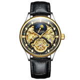 Pirogue II Leather Automatic Moonphase Silver/Gold/Black Trim